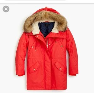 NWOT Jcrew Primaloft Perfect Parka Small Cerise